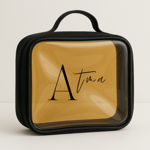 Trousse à maquillage bordure effet cuir 25 x 4 x 19 cm
