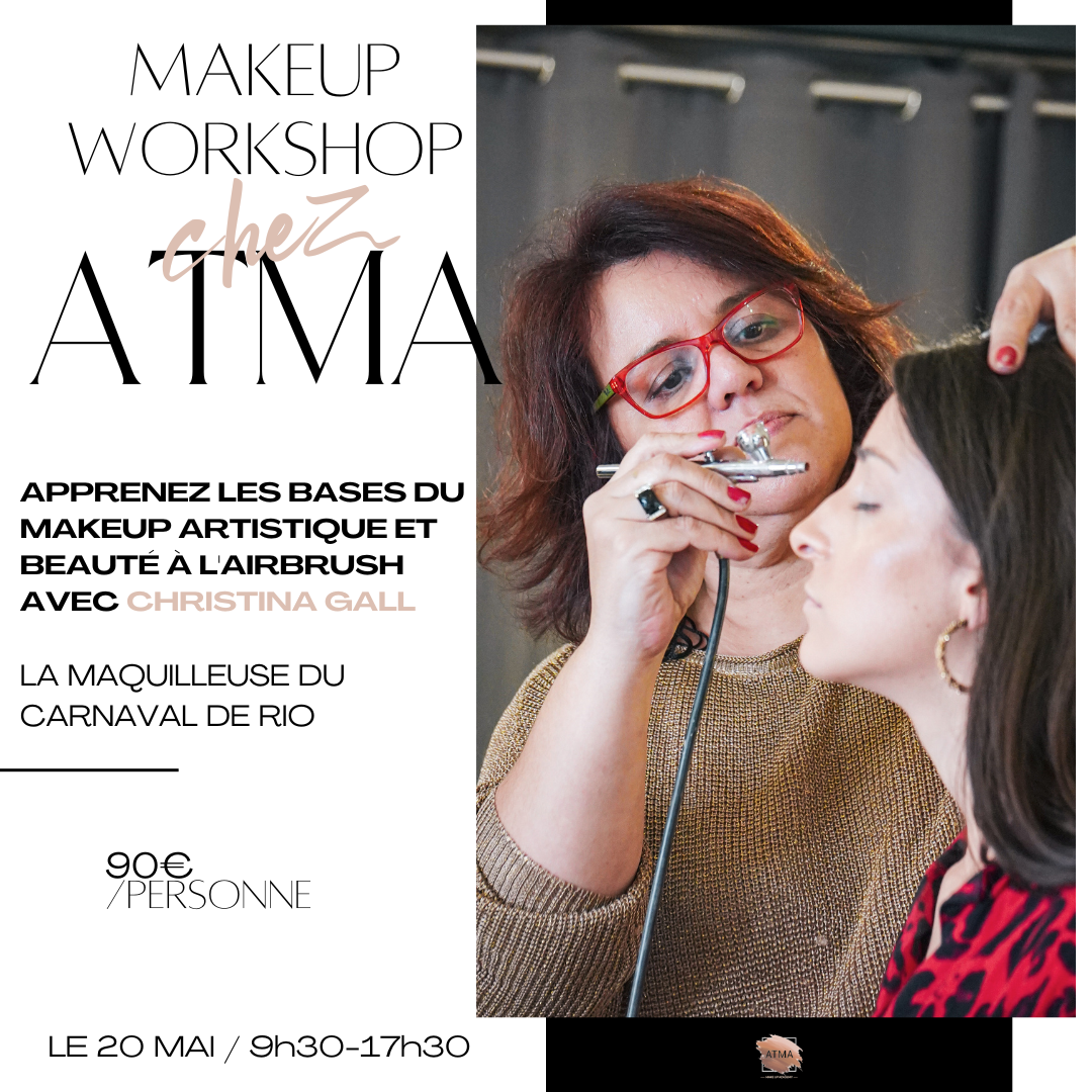 Affiche du workshop maquillage à l'airbrush avec Christina Gall, 20 mai 2023